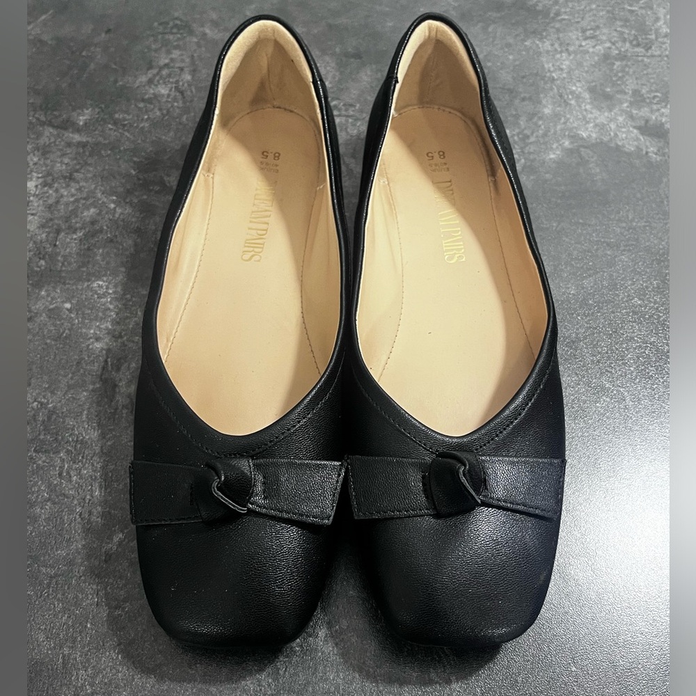 Dream Pairs Low Wedge Dressy Flats Square Toe Black Size 8.5 - Picture 2 of 13